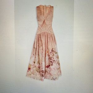 Zimmerman lace paneled floral print silk and linen blend maxi dress